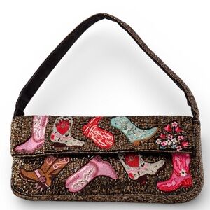Made in India Cowboy Boots Western Beaded Shoulder Bag Purse